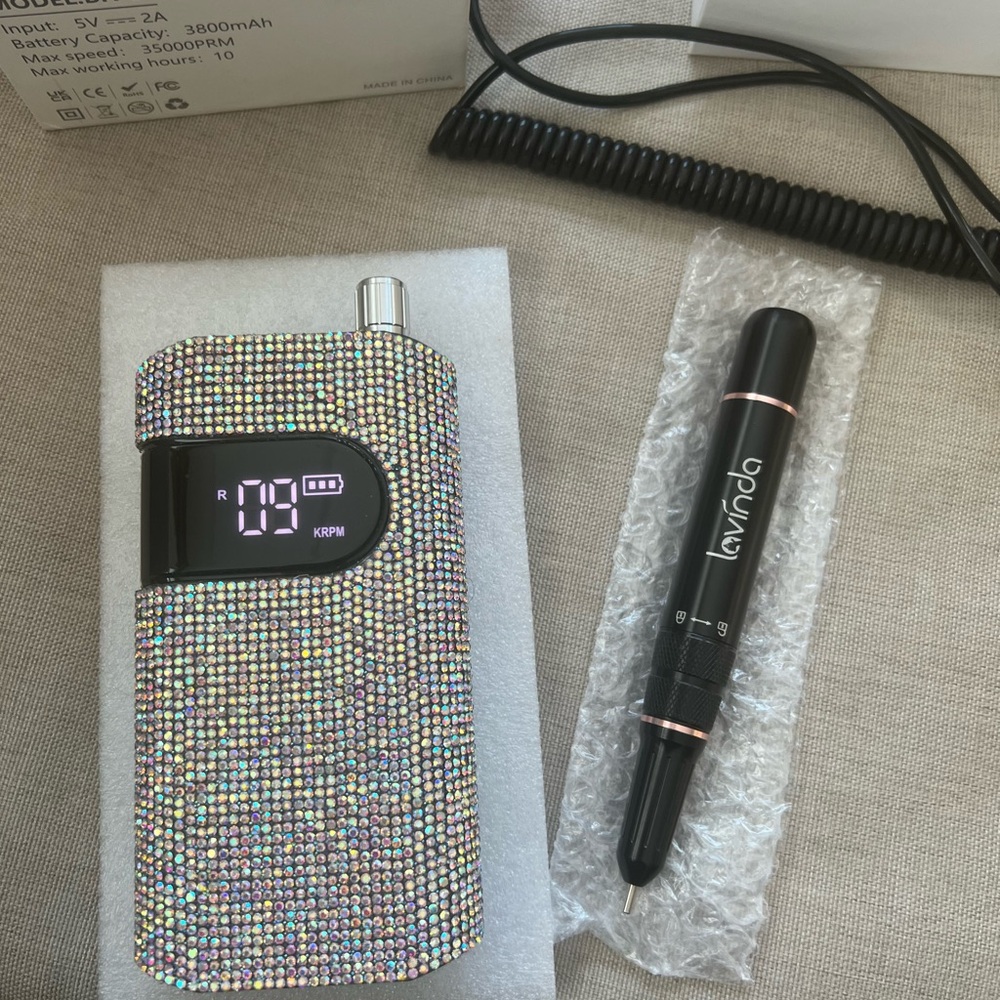 Lavinda Bling Professional Rechargeable Nail Drill 35000PRM Crystal Rhinestones